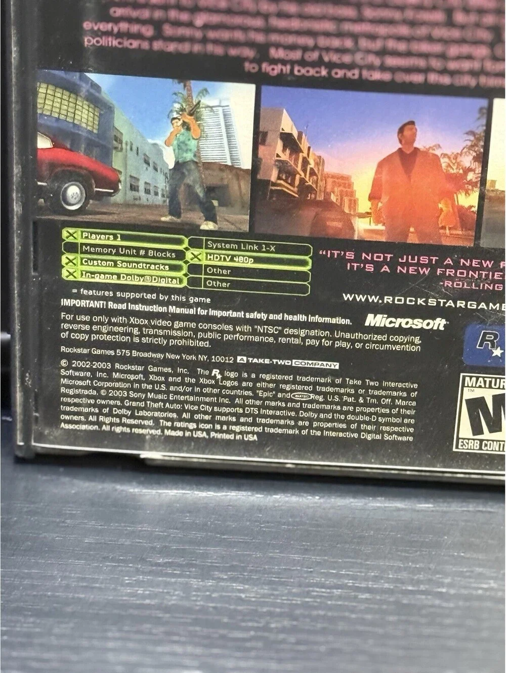 Grand Theft Auto: Vice City Microsoft Xbox Blockbuster Original Rare Tested Work